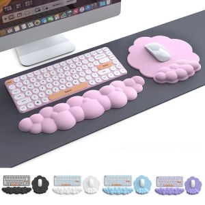 Pads Cloud Shape Keyboard Mouse Polsteersteun Kussen Ondersteuning Pad Therftschuim Leateren Mousepad voor Office Home Computer