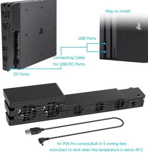 Pads refroidissement refroidisseur DC 5V pour Sony PS4 Pro Slim Playstation Play Station PS 4 Fan de ventilateur de console de jeu Réfrigérateur USB Ventilation portable