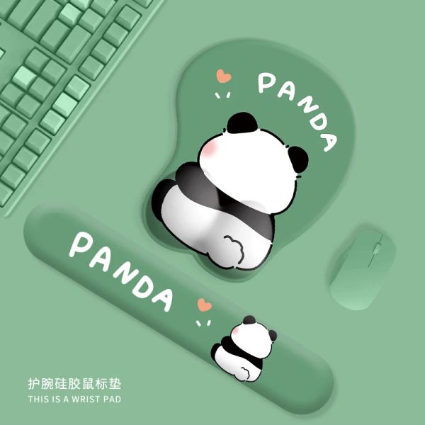 Tapis mignon pet panda tapis de souris protège-poignet protège-poignet tapis en silicone tapis souple clavier repose-main ordinateur portable de bureau