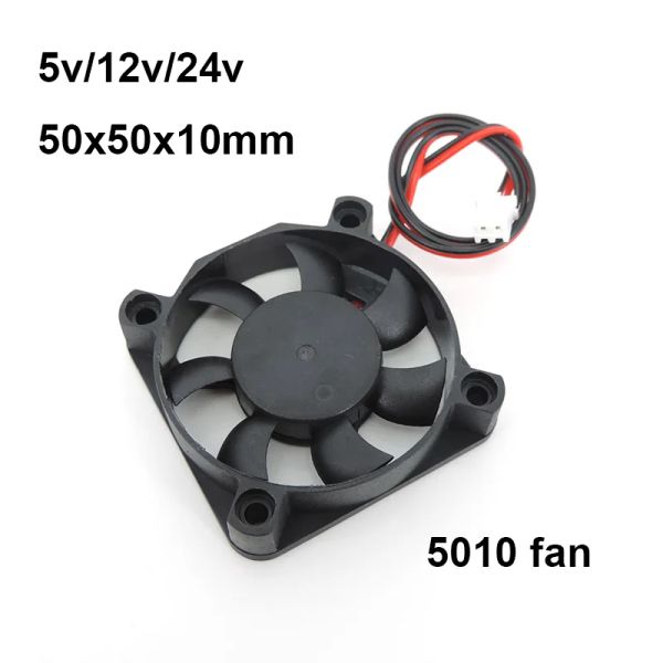 Almohadillas DC 5010 5V 12V 24V Volt 5 cm CPU CPU Enfriadante Ventilador de enfriamiento 50 mm Ventilador de escape pequeño para una impresora 3D 2pin 50x50x10 mm Caminaje de manga