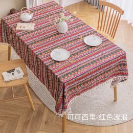 Tampons de style ethnique de style ethnique Bohemian Tip Camping Camping Placemat imperméable en lin en coton à huile imperméable