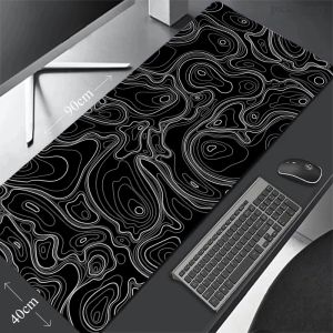 Tapis de souris Gamer tapis de souris noir blanc grand tapis de souris tapis de bureau en caoutchouc naturel tapis de bureau PC tapis de souris Design 100x50 cm