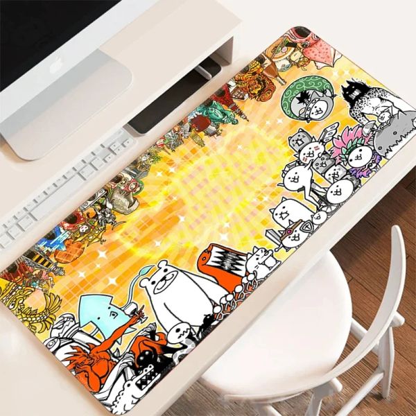 Pads Gaming Mouse Pad Gamer Battle Battle Cats Gabinete PC Accesorios Office Office de la oficina Museepad Designios de computadora de escritorio de escritorio Mats de teclado XXL