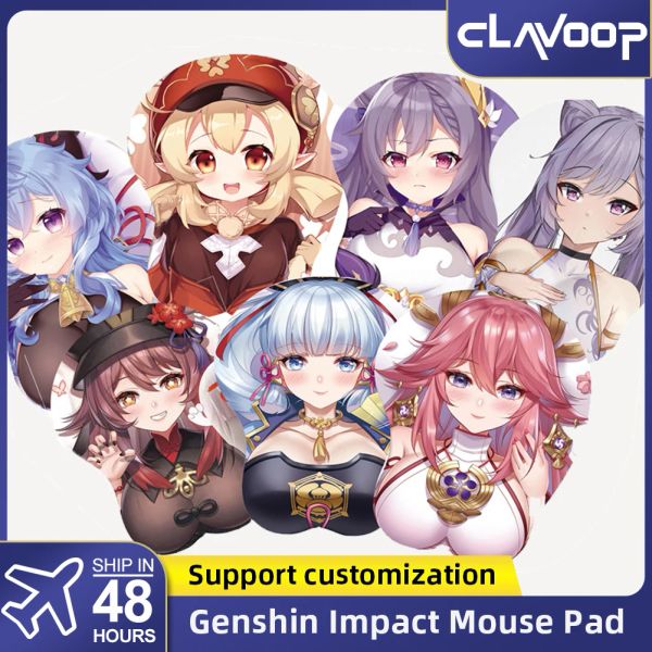 Genshin – tapis de souris Impact 3D en Silicone, antidérapant, repose-poignet, tapis de jeu en Gel souple, Ganyu Zhongli Xiao, cadeau