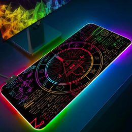 Pads Gnome Gravity Falls Pink Pig RGB PC Gamer Keyboard Mouse Pad Muispad LED Gloeiende muismatten Rubber gaming Computer Mausepad