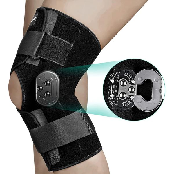 Poussions de tampons à charnière Poupchure ajusté Pain Arthrite ACL PCL Ménisque Déchirure Support du genou avec stabilisateurs latéraux de cadrans de verrouillage pour le genou