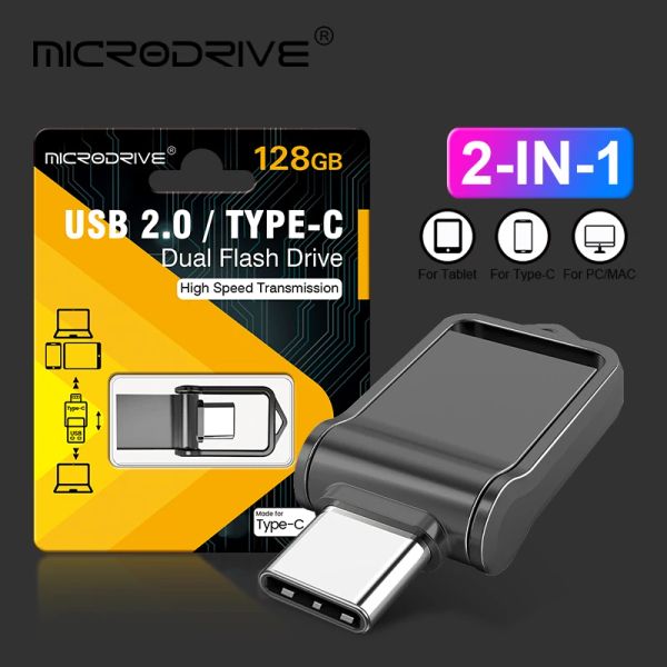 Almohadillas Hotsale Mini 32GB 64GB 128 GB Tipo C Ultra Dual USB 2.0 Disparo flash Memory Stick Drive U Disco Frees