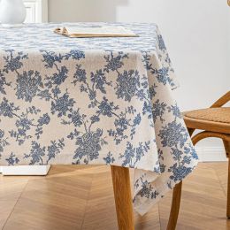 Almohadillas de manteles florales de algodón retro mesa de café mesa de tapa de comedor de tela de tela de tela