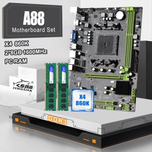 Pads Jingsha AMD A88 Juego de placa base con procesador Athlon X4 860K y 16 GB DDR3 AMD Memoria PlacA MAE FM2 FM2+ A88X Combo de placa base