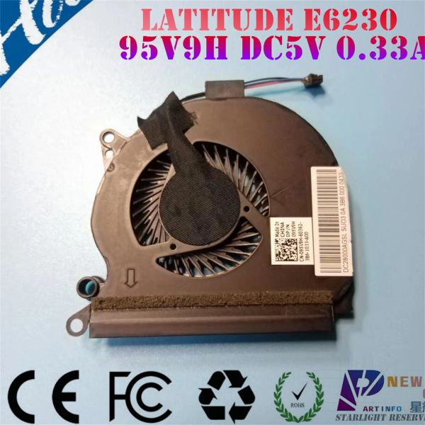 PADS Ventilateur de refroidissement du CPU pour ordinateur portable pour Dell Latitude E6230 Série DC28000AGSL DC 5V 0,33A 2.5CFM EF60070V1C070G9A 095V9H