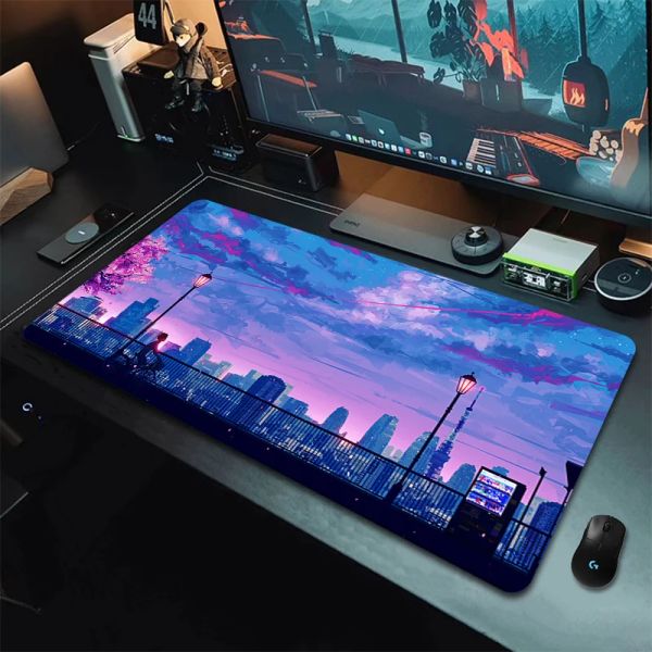 Pads Grand jeu souris Pad Moon Landsage Anime Mat de souris Mat de souris non folie Mousepad Gamer Rubber Computer Table Mat HD Print Desk Mats