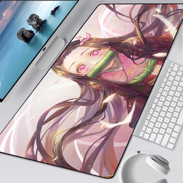 Pads Grand jeu de souris de jeu xxl Computer Mousepad PC Gamer Mouse Mat ordinateur portable Mauusepad Demon Slayer Kamado Nezuko Keyboard tapis de bureau