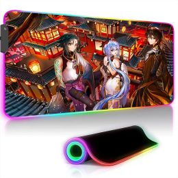 Pads Grand pad de souris xxl yae Miko Genshin Impact Mousepad Gamer RGB ACCESSOIRES DE JAMA