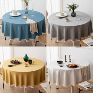 Kussens grote ronde tafelkleed vaste kleur katoen en linnen waterdichte en antifouling eettafel doek