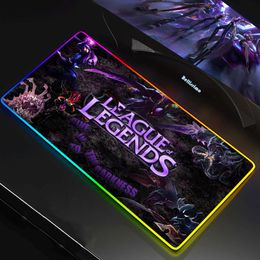 Tapis de souris League of Legend RGB, grand tapis de souris Cool, pour clavier, bureau, jeu en caoutchouc, Noslip LED, pour Gamer