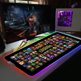 Tapis de souris League of Legends Gaming RGB, tapis de Table Anime pour bureau Gamer, antidérapant, rétro-éclairage, tapis de bureau Csgo LED
