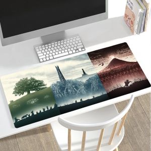 Tapis de souris avec anneaux de film Lotrs, grand accessoire de jeu animé, Kawaii, pour armoire, clavier Xxl, bureau