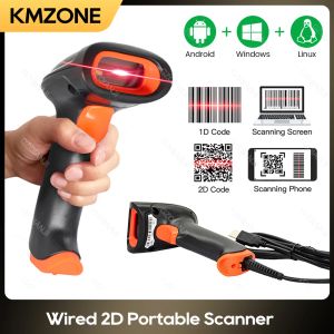 Pads Mini Portable 1D 2D Bluetooth Barcode Scanner QR -code schermafbeelding Reader PDF417 Gegevensmatrix USB Wired Scanning