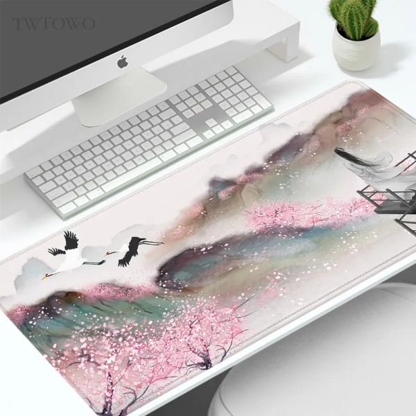 Tapis de souris Gamer Style chinois paysage peinture XL nouvel ordinateur personnalisé tapis de souris XXL clavier tapis de bureau tapis de souris antidérapant