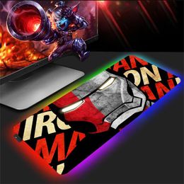 Pads Mouse Pad Gaming RGB Gamer Marvell XXL Backlit Mousepad Anime Velocidad de teclado Mat