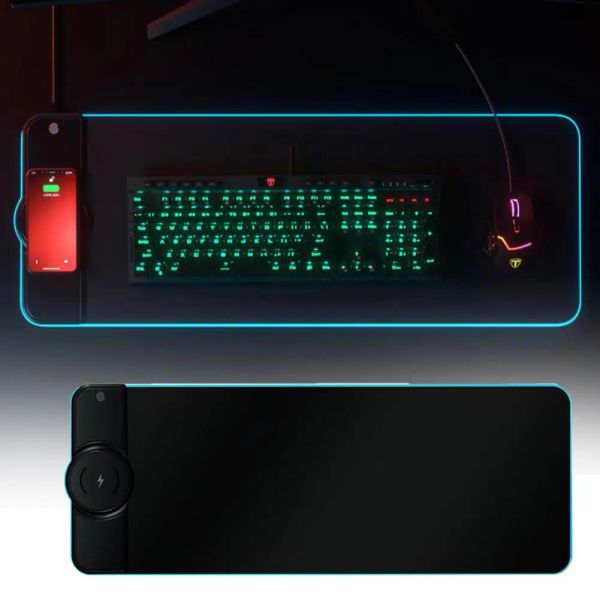 Tapis de souris professionnel RGB Gaming, chargement sans fil, pour ordinateur, 15W