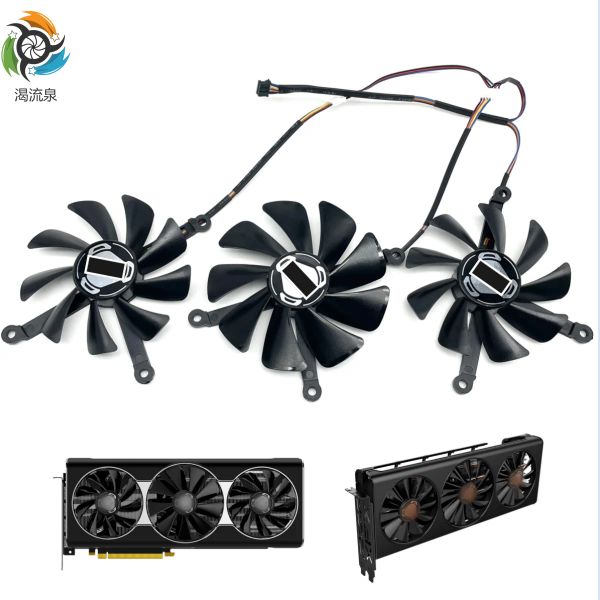 Pads Nuevo CF9015H12S CF1015H12S Ventilador de enfriamiento de 4pin para XFX Radeon RX 5700 XT THICC III ULTRA RX 5600 X3 Tarjetas gráficas Ventilador