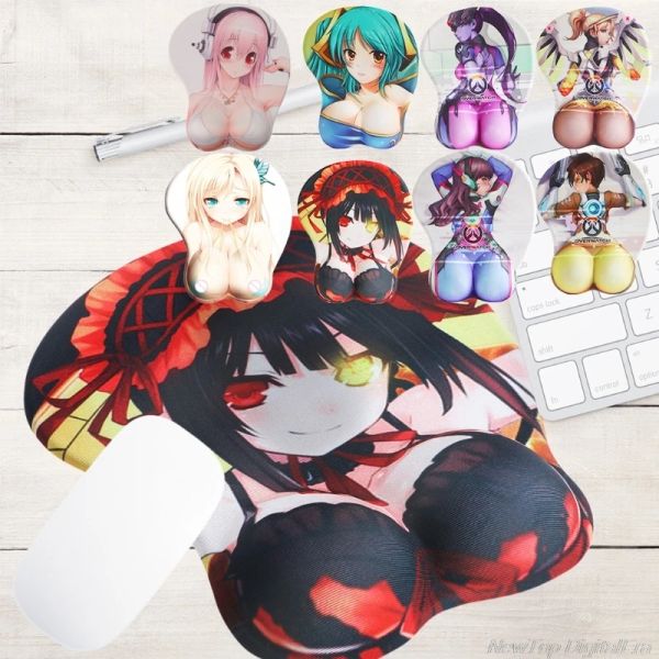 Almohadillas Nuevo Creativo Dibujos Animados Anime 3D Sexy Pecho Silicona Mouse Pad Reposamuñecas Soporte Jy20 19 Dropshipping