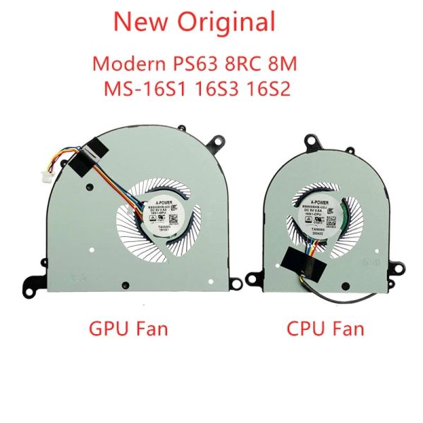 Pads Nuevos ventiladores de enfriamiento de GPU de la computadora portátil original para MSI Modern PS63 8RC 8M MS16S1 16S3 16S2 BS5005HSU3J/U3I Ventilador de enfriamiento
