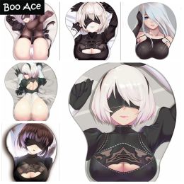 Pads NieR: Automata 2B Gaming 3D-muismat met siliconen GEL polssteun maat 26 * 22 cm