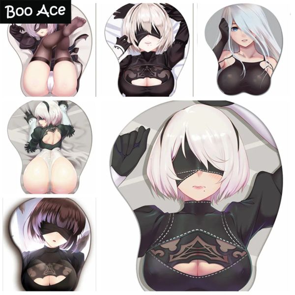 Almohadillas NieR:Automata 2B Gaming 3D Mouse Pad con reposamuñecas de GEL de silicona Tamaño 26 * 22 cm