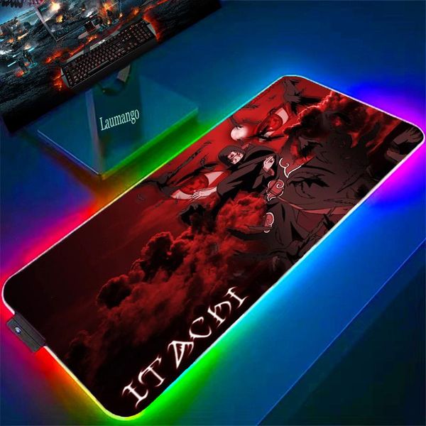 Pads Nnarutos Anime Deskmat Accessoires de bureau d'ordinateur Rgb Pc Mat Tapis de souris Gamer Tapis de souris avec rétro-éclairage Tapis de jeu Clavier Table