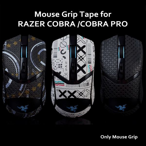 Tapis antidérapants sucent la sueur pré-coupé bande de poignée de souris autocollant de peau de lézard bande de poignée de souris autocollant de peau de lézard de patin pour RAZER COBRA PRO