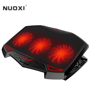 Pads Nuoxi gaming laptop koeler 3 grote fans laptop koelkussen verstelbare laptopstandaard dubbele USB LED -achtergrondverlichte notebook koeler