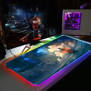 Pads Une pièce RGB tapis de souris protecteur de bureau tampons filaires Gamer bricolage Anime tapis bureau ordinateur tapis accessoires de salle de jeu Csgo tapis