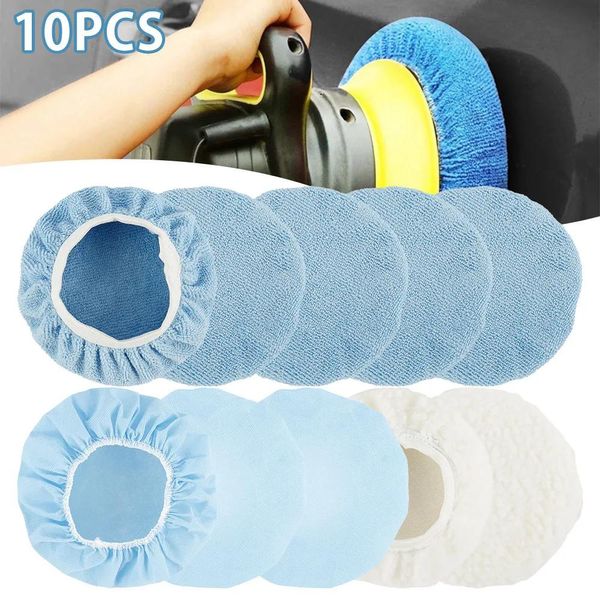 Almohadillas Almohadillas de pulido 10 Uds 9 10 pulgadas almohadilla para pulir el coche Auto microfibra capó pulidor lana suave cera lavado tampón cubierta Herramientas de limpieza Ac