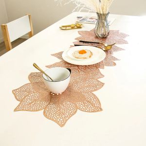 Pads pvc table drapeau de la table solide bronzing table drapeau drapeau lin créatif fleur irrégulière nordique léger décoration de luxe