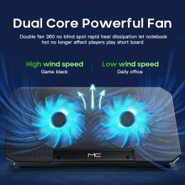 PADS Q100 17INCH GAMING ordinateur portable Color Fan Fan LED Écran deux ports USB Port 2600rpm pour ordinateur portable Recogne de refroidissement Pad Notebook Stand pour ordinateur portable