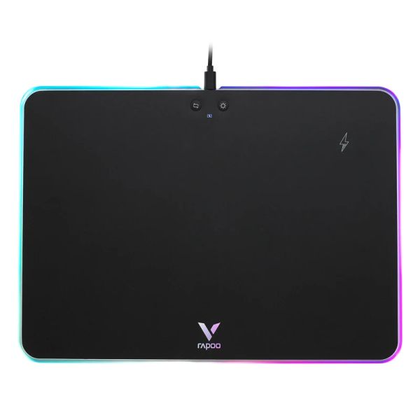 Almohadillas Rapoo V10RGB alfombrilla de ratón de carga inalámbrica Base de silicona antideslizante USB con cable RGB retroiluminada alfombrilla de ratón para juegos para PC portátil