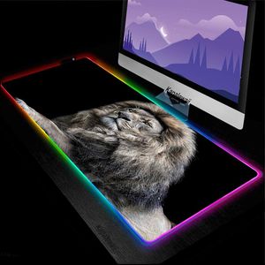 Pads RGB Lion tapis de souris bricolage Anime noir grand clavier d'ordinateur portable accessoires de jeu Led Liget Table tapis de bureau tapis CS tapis de souris