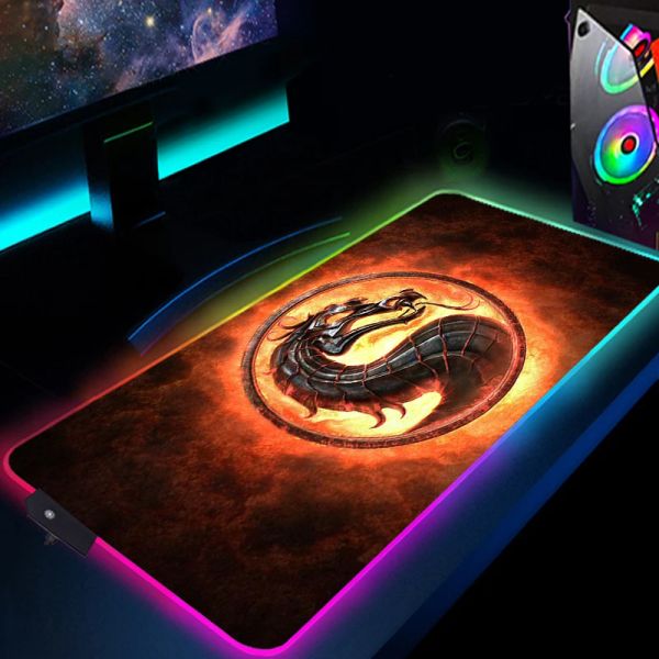 Pads RVB Mortal Kombat Tapis de Souris Anime LED Accessoires de Jeu Vitesse Jeu Gamer PC Clavier Tapis Ordinateur Portable Tapis de Bureau Tapis de Souris