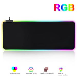 Pads RGB-muismat LED-lichtgevende muis Toetsenbordmat Desktop-muismat 80 cm Opvouwbaar met USB-kabel Antislip voor muis Laptop Kantoor