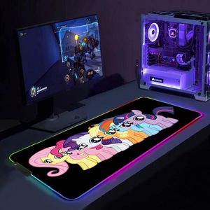 Pads RGB My Little Ponys Gamer Large Tapis De Souris XXL Muismat Gaming Accessiores Muismat Mause Pad met achtergrondverlichting Led Mausepad