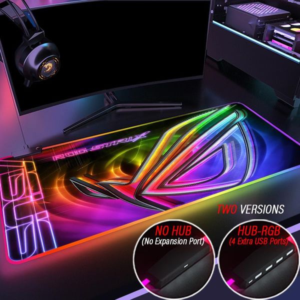 Almohadillas ROG ASUS, alfombrilla de iluminación, alfombrilla para ratón XXL Hub personalizada, alfombrilla de escritorio USB de 4 puertos, alfombrilla para ratón de la República de jugadores con alfombra DIY con retroiluminación LED