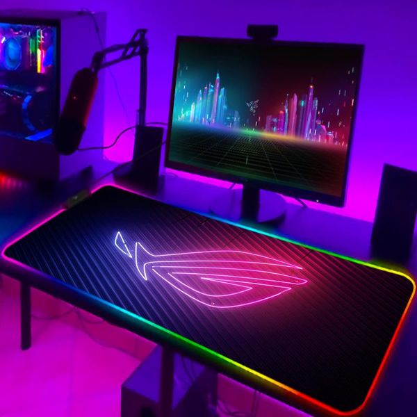 Almohadillas ROG Mouse Pad Rgb Lindo Mousepad Gamer Teclado Mat LED Computadora Mausepad Teclados Accesorios Gaming Desk Mat Mouse Alfombra Xxl