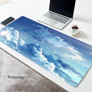 Pads Sky Clouds Mouse Pad Gaming Accessoires MAUSE ANIME TABEL Keyboard Desk Mat Mauspad Gamer PC Rubberen Tapijt Office Blue MousePad