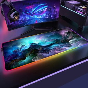 PADS ESPACE Large RVB Mouse Pad Gaming Mousepad LED Mate Mouse Gamer Gamer Mousemats Table TAPS PC Bureau PC Mat RVB Clavier Mat XXL 90X40CM