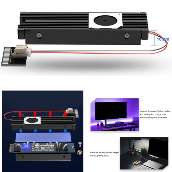 Almohadillas SSD Pad, almohadilla térmica NVME PCIe para M2 2280 SSD DISCO DISCO Corriente térmico Ventilador Termal para escritorios PC