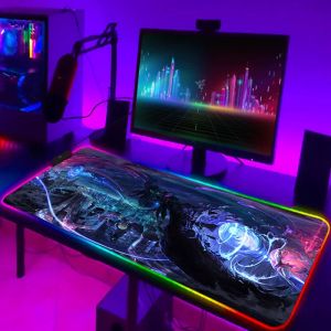 Pads Star Guardian LOL Anime RGB Mouse Pad Keyboard Mat Desk Protector PC Accessoires Gaming LED MUSPAD Gamer Deskmat MAUSE PADS