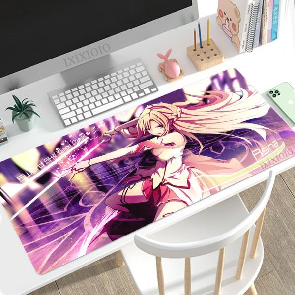 Almohadillas Sword Art Online Mouse Pad Gaming XL grande nueva HD Mousepad XXL alfombrillas de ratón alfombra de goma Natural alfombrilla antideslizante para ratón de oficina