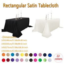 Tampons comprimés de table en satin rectangulaire linge de table en polyester lavable Tipe de table résistante pour le buffet de mariage SATEN MANTEL